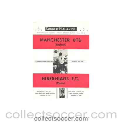 1967 - Manchester United v Hibernians Malta 20/09/1967 and Hibernians Malta V Manchester United Soccer Magazine programme 27/09/1967 European Champions Cup, this is the 16 pages one - Collect Soccer