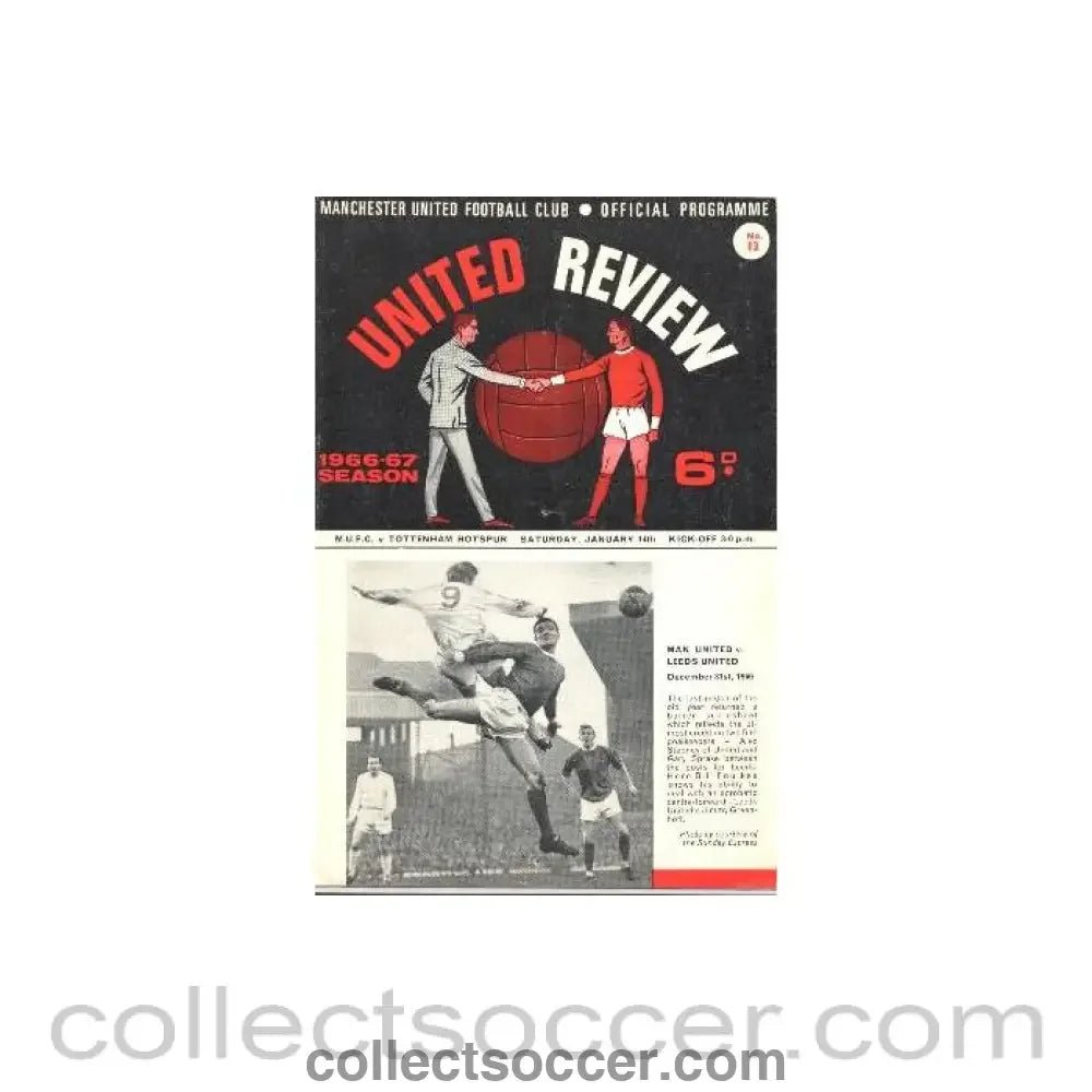 1967 - Manchester United v Tottenham Hotspur official programme 14/01/1967 - Collect Soccer