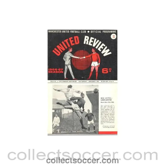 1967 - Manchester United v Tottenham Hotspur official programme 14/01/1967 - Collect Soccer