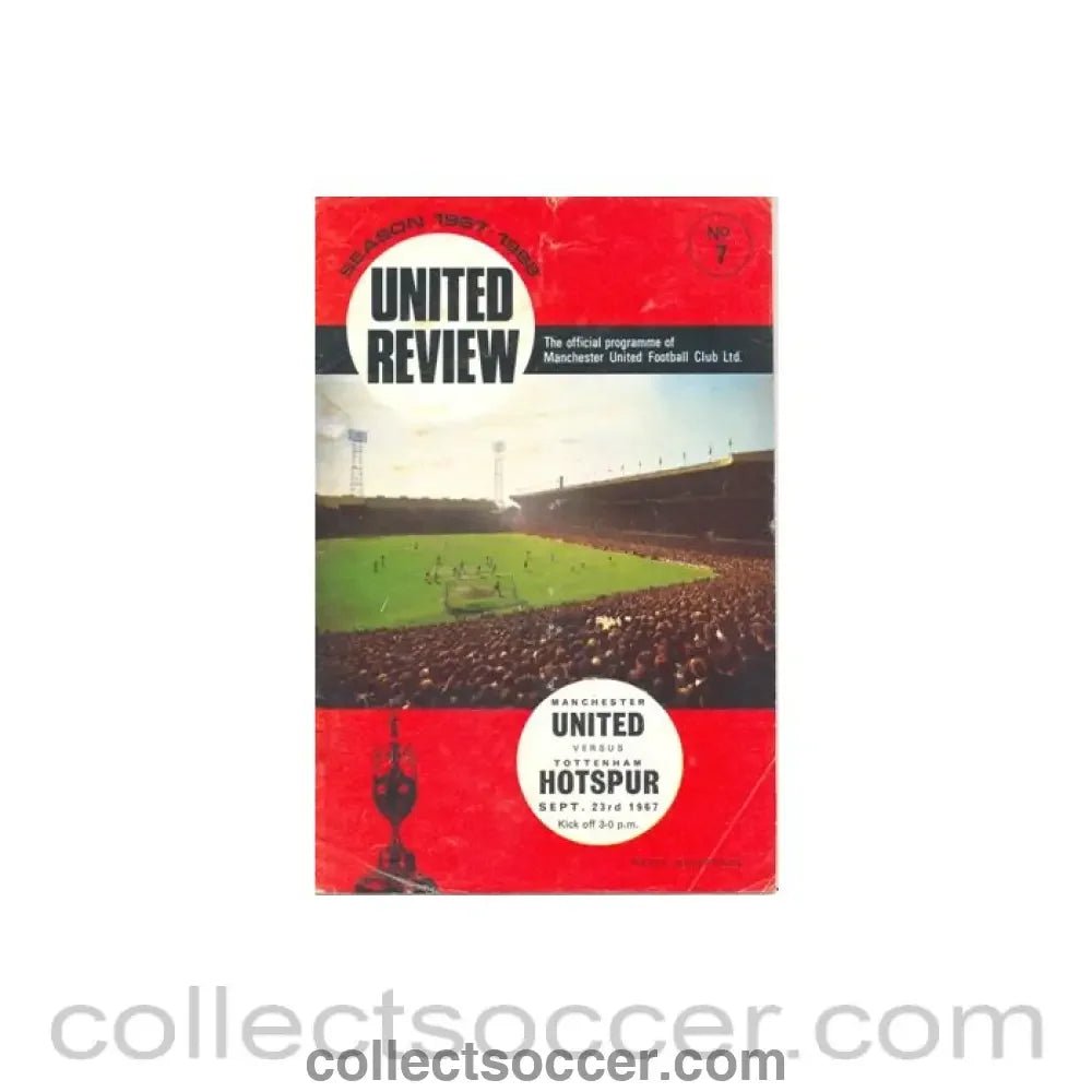 1967 - Manchester United v Tottenham Hotspur official programme 23/09/1967 token cut, half price - Collect Soccer