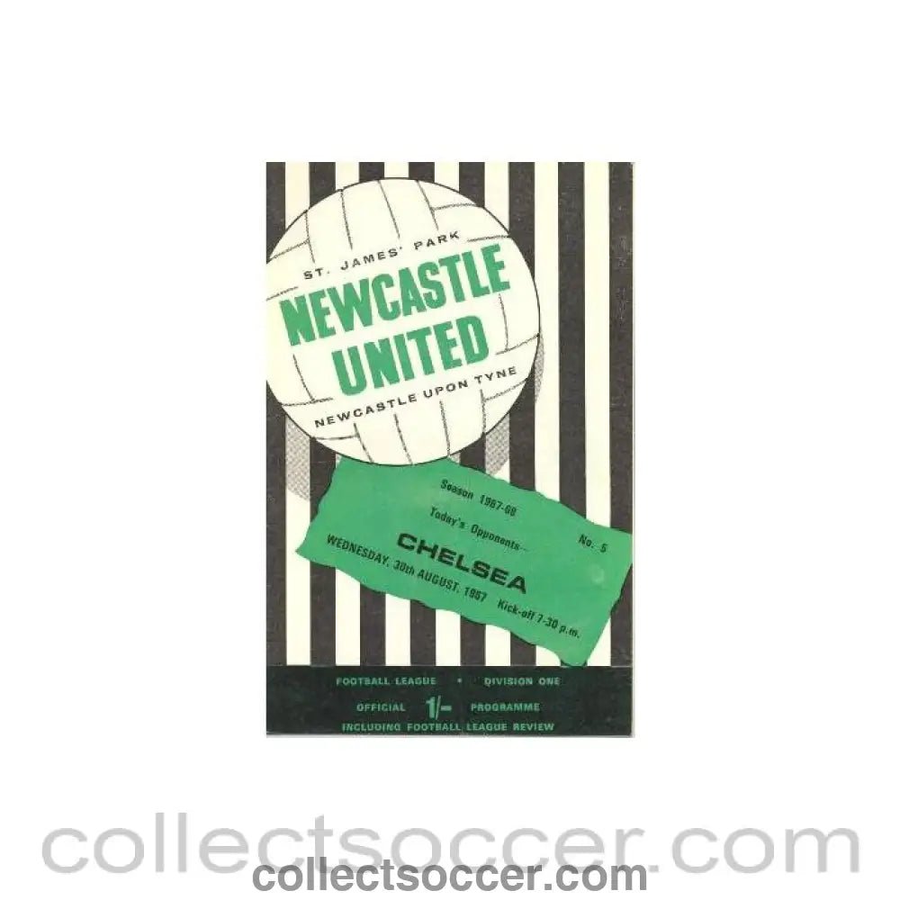 1967 - Newcastle United vChelsea official programme 30/08/1967 - Collect Soccer