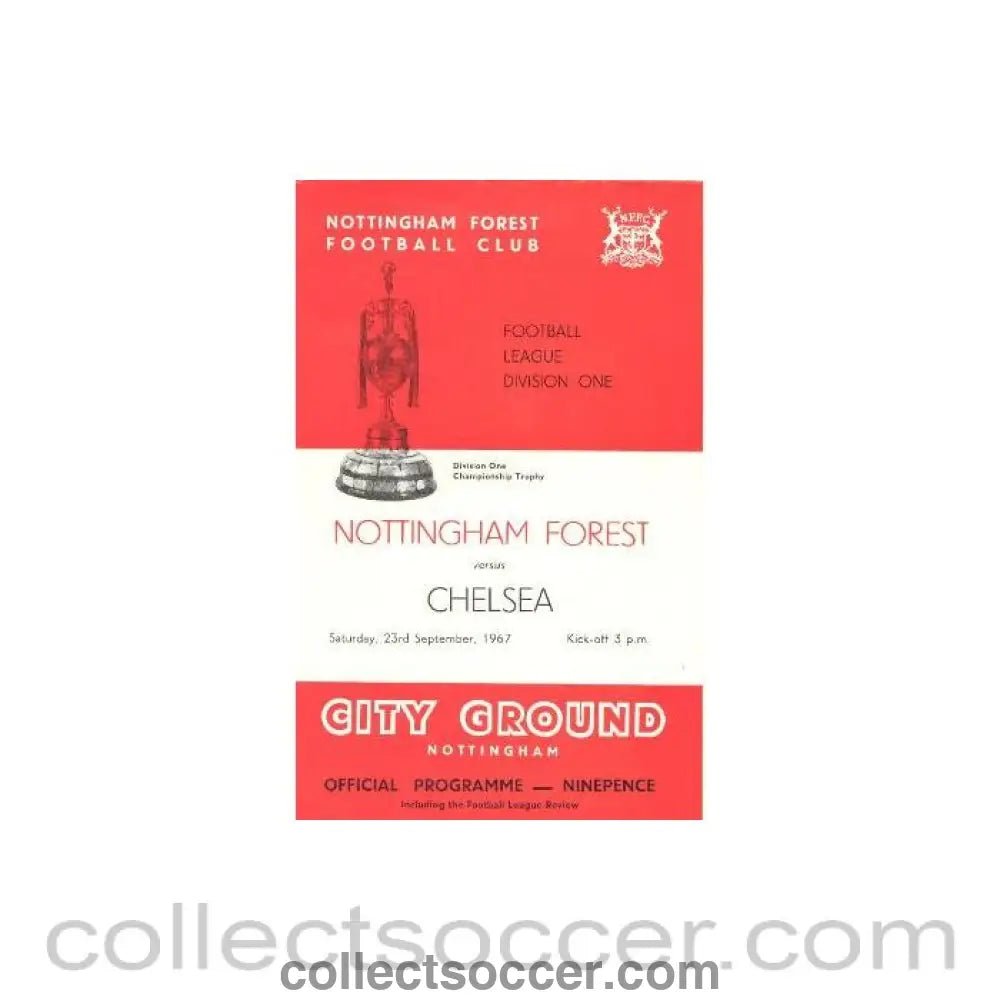 1967 - Nottingham Forest vChelsea official programme 23/09/1967 - Collect Soccer