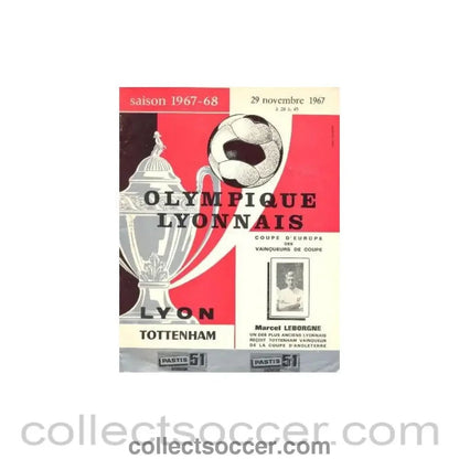 1967 - Olympique Lyon v Tottenham Hotspur official programme 29/11/1967 - Collect Soccer