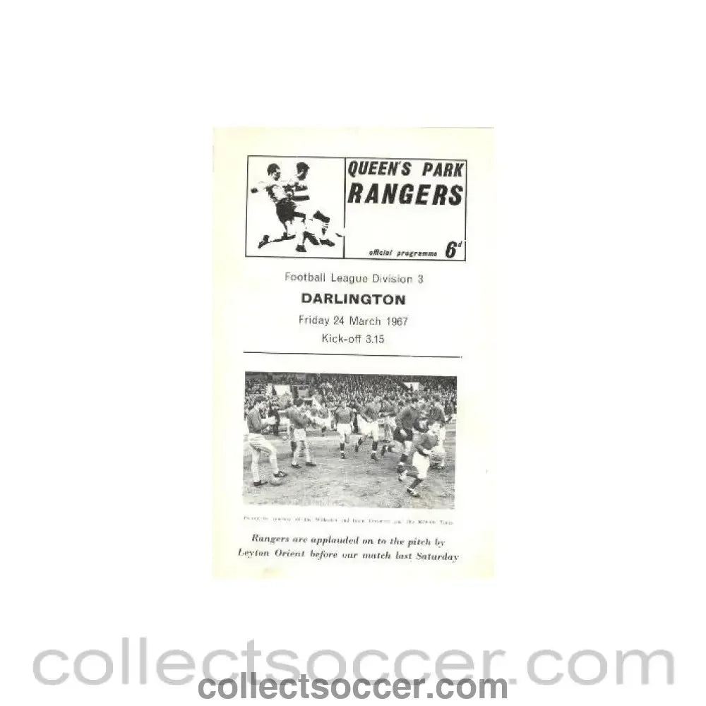 1967 - Queen's Park Rangers v Darlington official programme 24/03/1967 - Collect Soccer