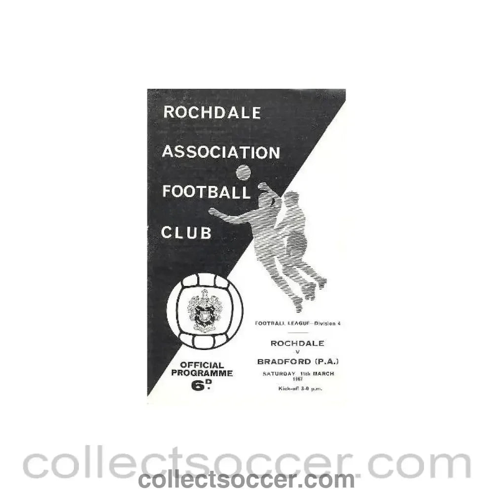 1967 - Rochdale v Bradford official programme 11/03/1967 - Collect Soccer