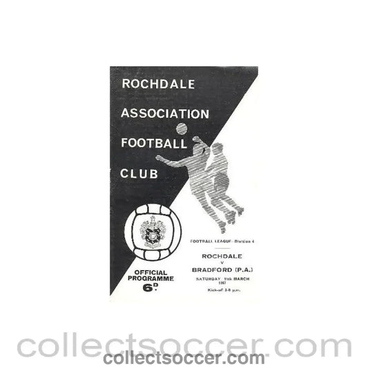 1967 - Rochdale v Bradford official programme 11/03/1967 - Collect Soccer