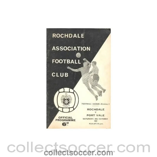 1967 - Rochdale v Port Vale official programme 28/10/1967 Football League - Collect Soccer