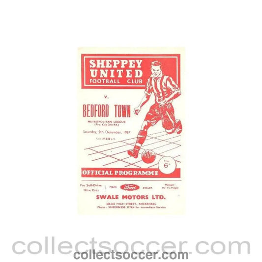 1967 - Sheppey United v Bedford Town official programme 09/12/1967 - Collect Soccer