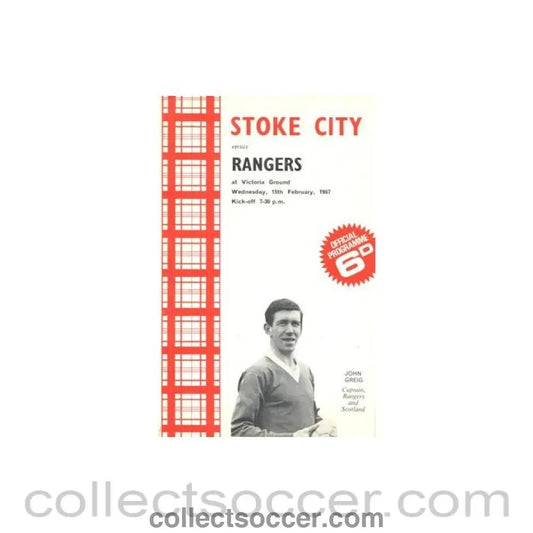1967 - Stoke City v Glasgow Rangers official programme 15/02/1967 - Collect Soccer