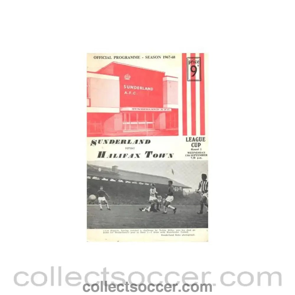 1967 - Sunderland v Halifax Town official programme 13/09/1967 Football League, redused price - Collect Soccer