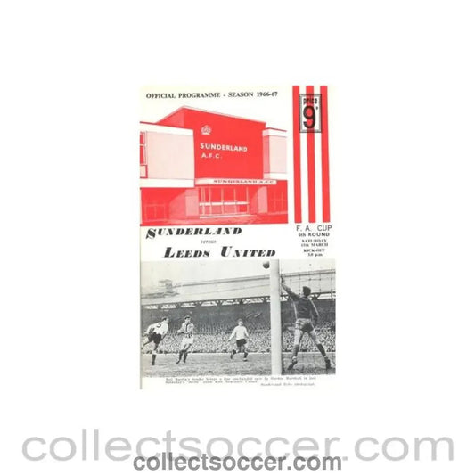 1967 - Sunderland v Leeds United official programme 11/03/1967 F.A. Cup - Collect Soccer