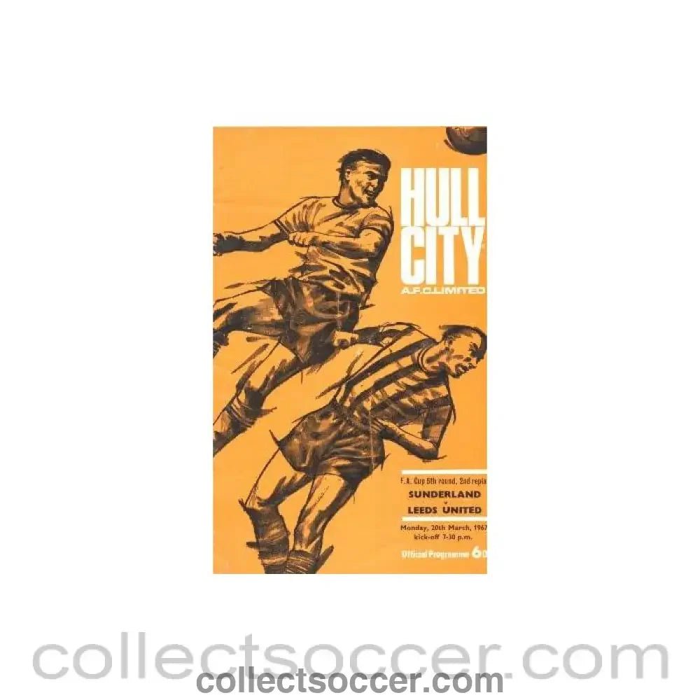 1967 - Sunderland v Leeds United official programme 20/03/1967, played at Hull City - Collect Soccer