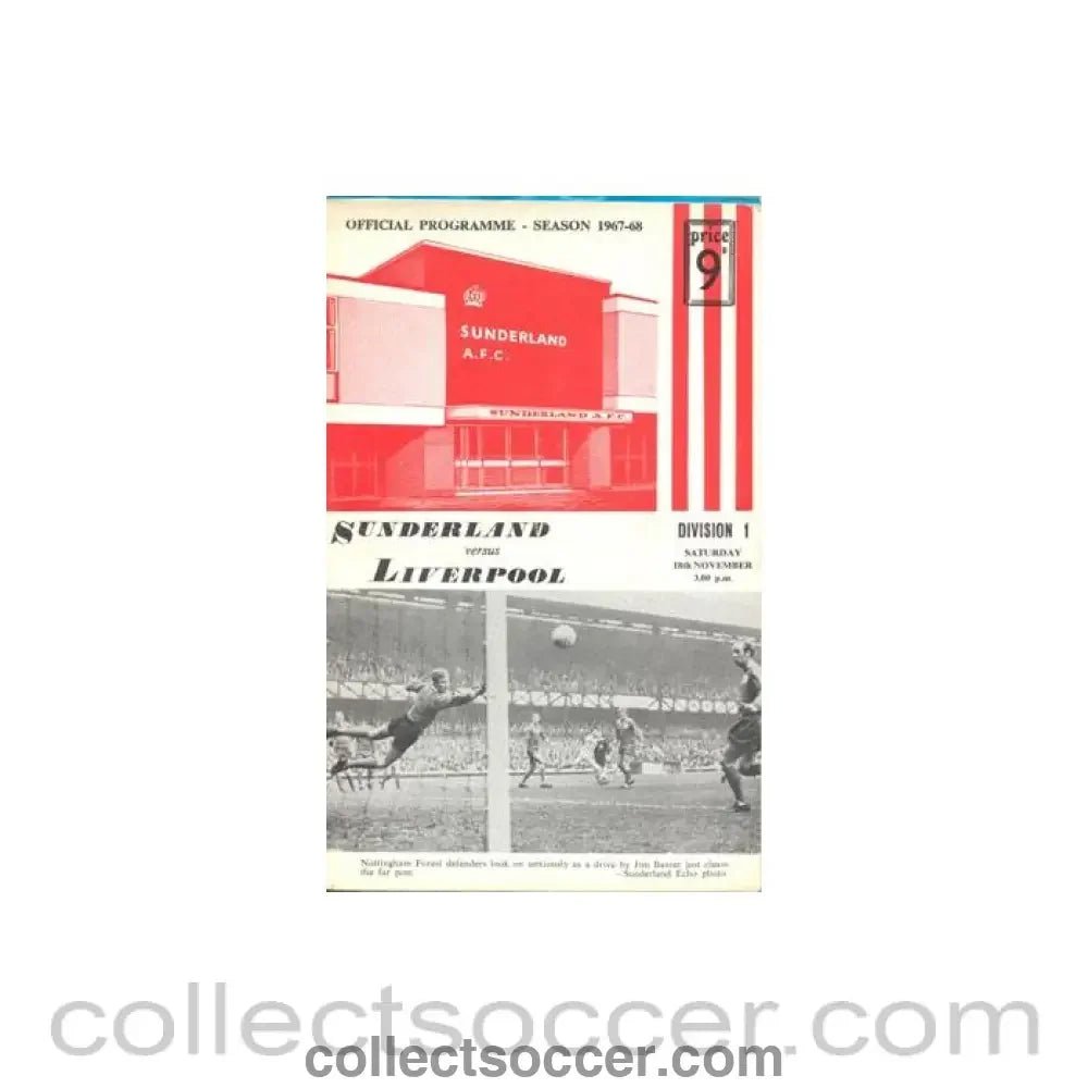 1967 - Sunderland v Liverpool official programme 18/11/1967 Football League - Collect Soccer
