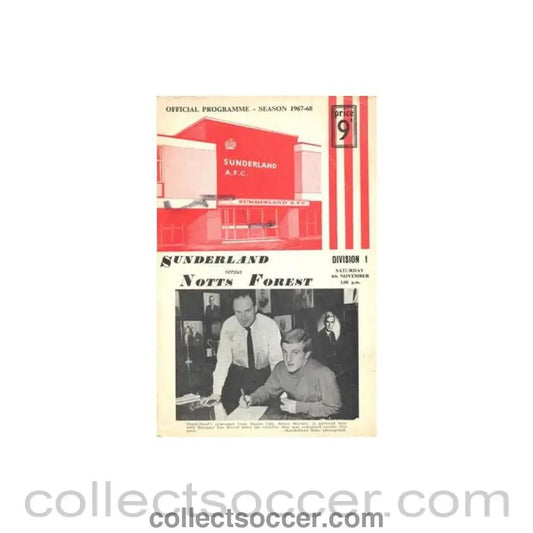 1967 - Sunderland v Nottingham Forest official programme 04/11/1967 Football League - Collect Soccer