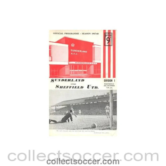 1967 - Sunderland v Sheffield United official programme 25/10/1967 Football League - Collect Soccer