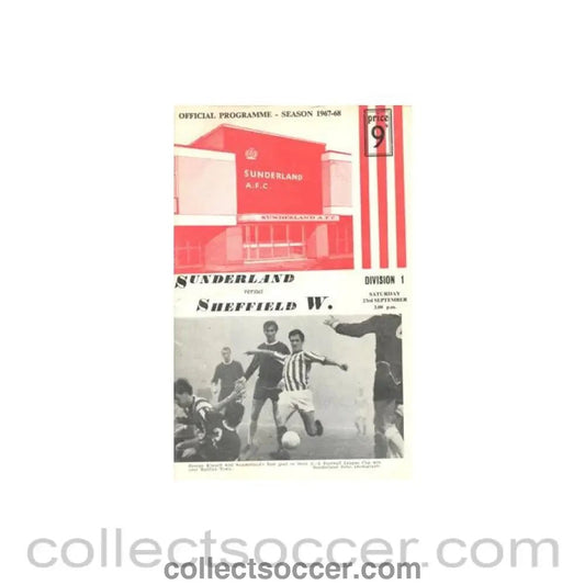 1967 - Sunderland v Sheffield Wednesday official programme 23/09/1967 Football League - Collect Soccer