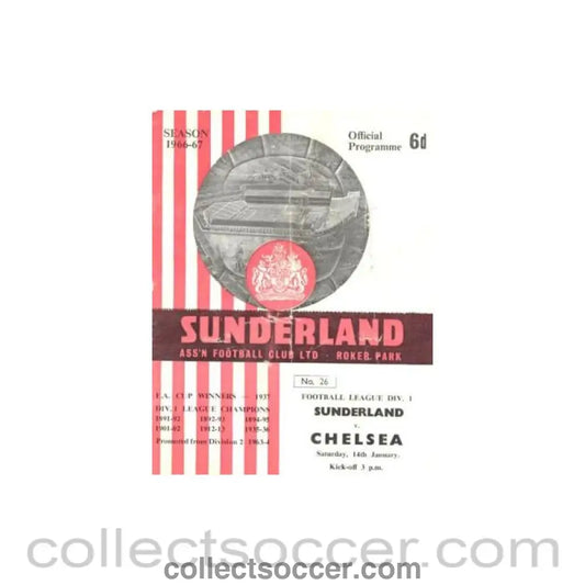 1967 - Sunderland vChelsea official programme 14/01/1967