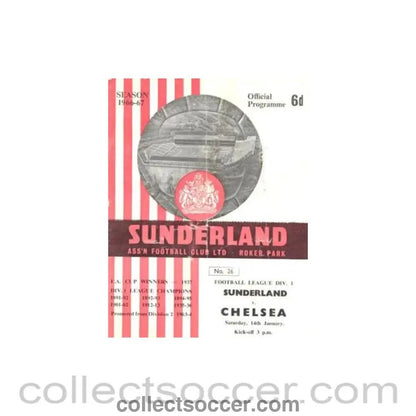1967 - Sunderland vChelsea official programme 14/01/1967 - Collect Soccer