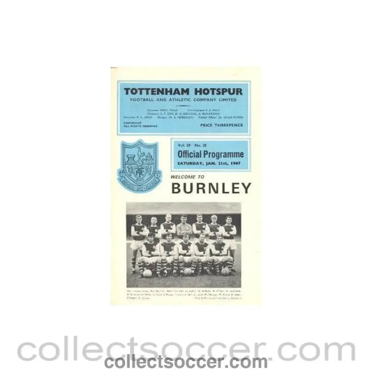1967 - Tottenham Hotspur v Burnley official programme 21/01/1967 Football League - Collect Soccer