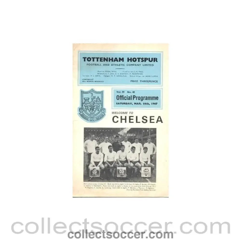 1967 - Tottenham Hotspur v Chelsea official programme 18/03/1967 - Collect Soccer