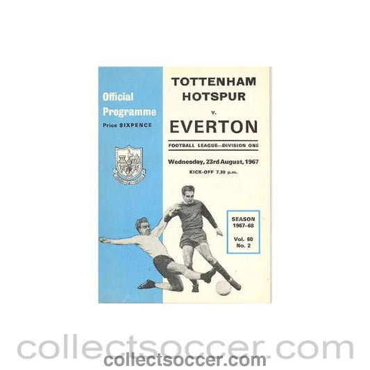 1967 - Tottenham Hotspur v Everton official programme 23/08/1967 Football League - Collect Soccer