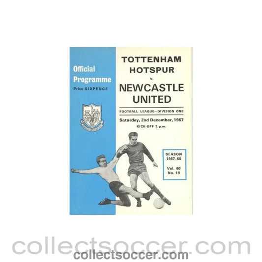 1967 - Tottenham Hotspur v Newcastle United official programme 02/12/1967 Football League - Collect Soccer