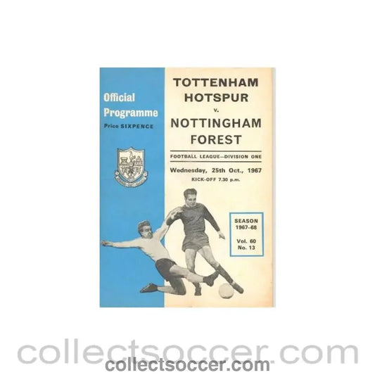 1967 - Tottenham Hotspur v Nottingham Forest official programme 25/10/1967 - Collect Soccer