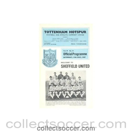 1967 - Tottenham Hotspur v Sheffield United official programme 13/05/1967 Football League - Collect Soccer