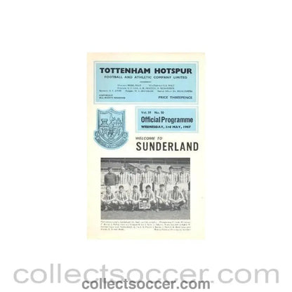 1967 - Tottenham Hotspur v Sunderland official programme 03/05/1967 - Collect Soccer