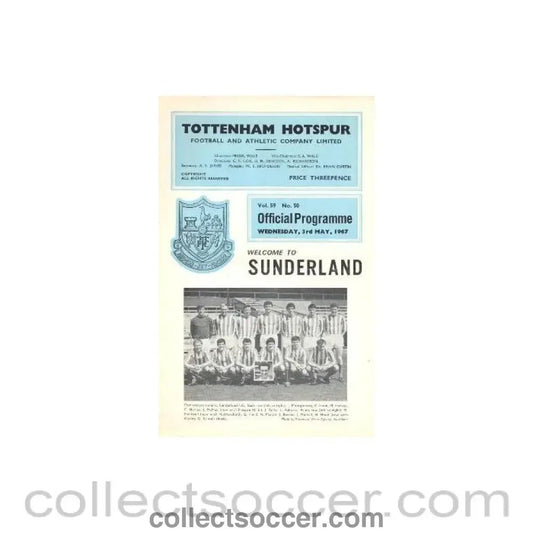 1967 - Tottenham Hotspur v Sunderland official programme 03/05/1967 - Collect Soccer