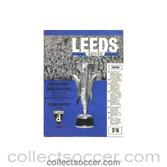 1967 UEFA Fairs Cup Final Official Celebration Brochure Leeds United v Dynamo Zagreb 06/09/1967
