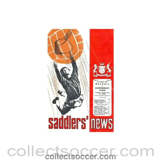 1967 - Walsall v Shrewsbury Town official programme 22/08/1967 - Collect Soccer