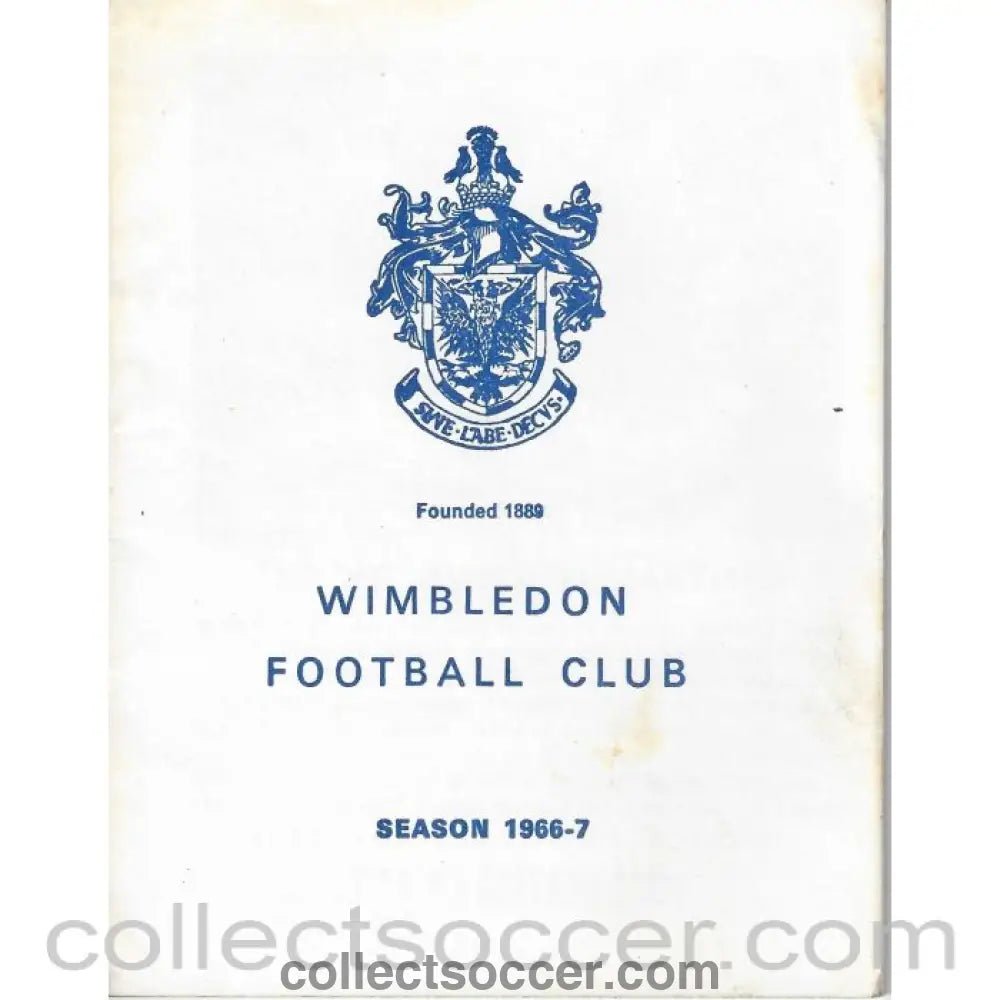 1967 - Wimbledon v Cambridge United Football Programme 25/02/1967 - Collect Soccer