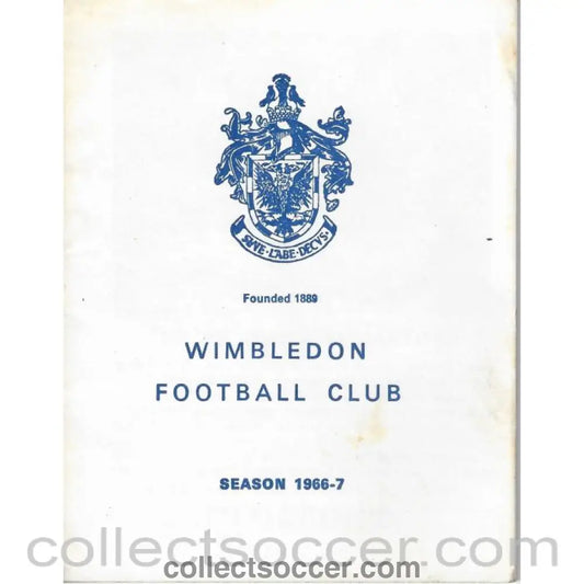 1967 - Wimbledon v Cambridge United Football Programme 25/02/1967 - Collect Soccer