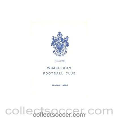 1967 - Wimbledon v Cheltenham Town official programme 18/03/1967 - Collect Soccer