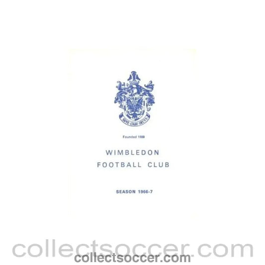 1967 - Wimbledon v Cheltenham Town official programme 18/03/1967 - Collect Soccer
