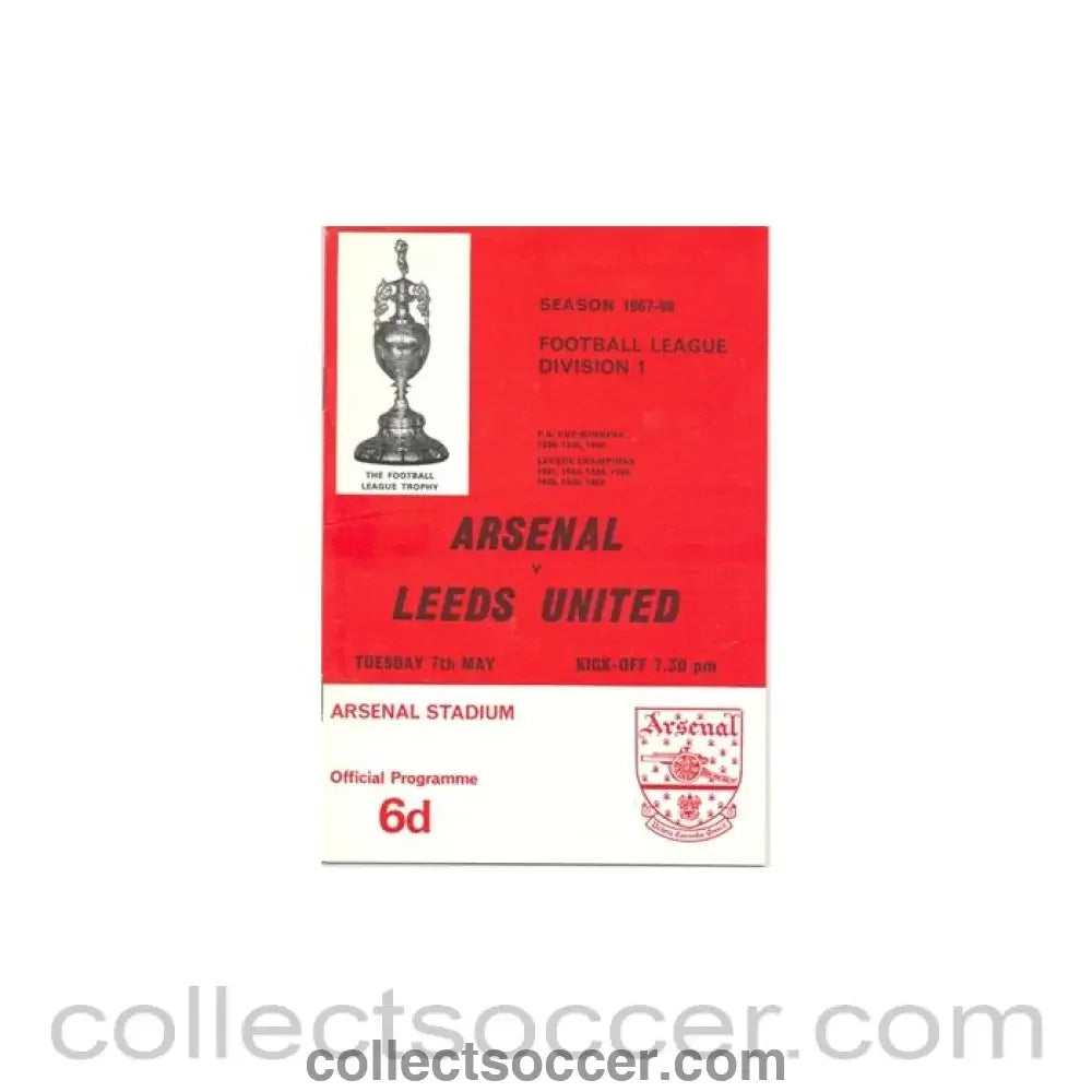 1968 - Arsenal v Leeds United official programme 07/05/1968