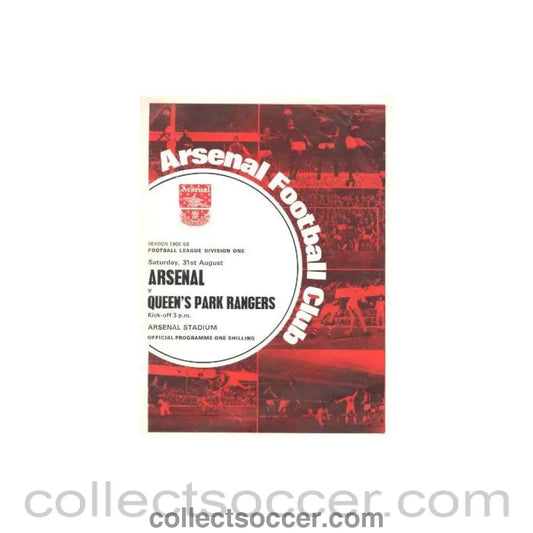 1968 - Arsenal v Queen’s Park Rangers official programme 31/08/1968