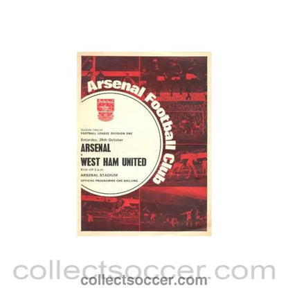 1968 - Arsenal v West Ham United official programme 26/10/1968 - Collect Soccer