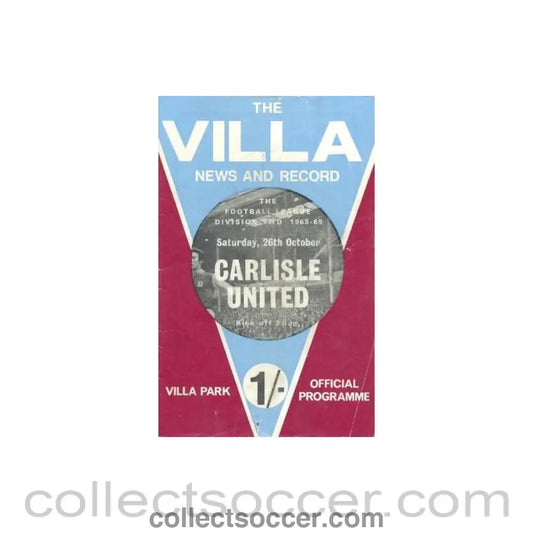 1968 - Aston Villa v Carlisle United official programme 26/10/1968