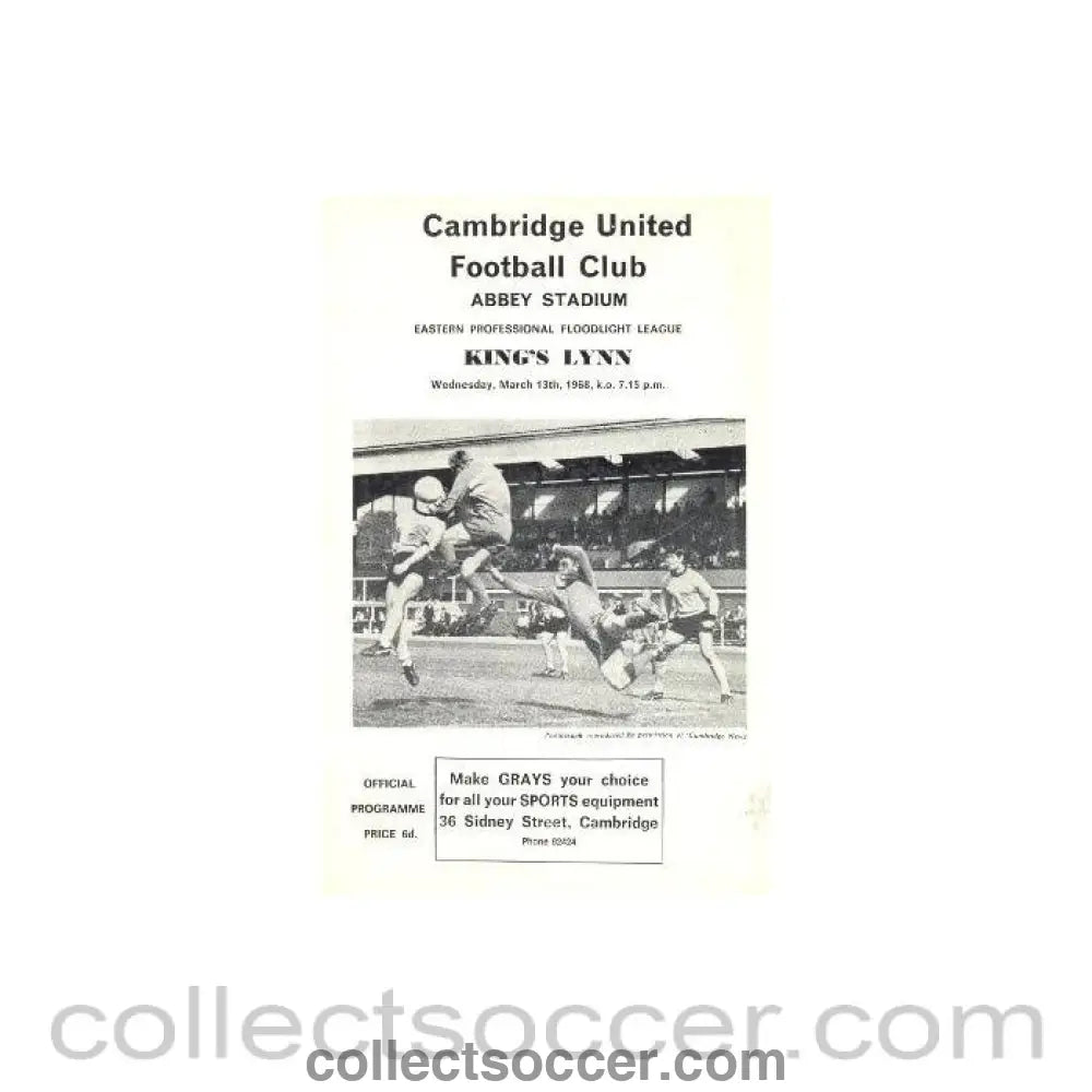 1968 - Cambridge United v King's Lynn official programme 13/03/1968 - Collect Soccer