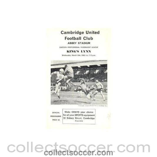 1968 - Cambridge United v King's Lynn official programme 13/03/1968 - Collect Soccer