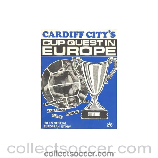 1968 - Cardiff City's Cup Quest in Europe - Cardiff City's European Story - a programme of Cardiff City's way to the European Cup Winners Cup 1968 - Collect Soccer