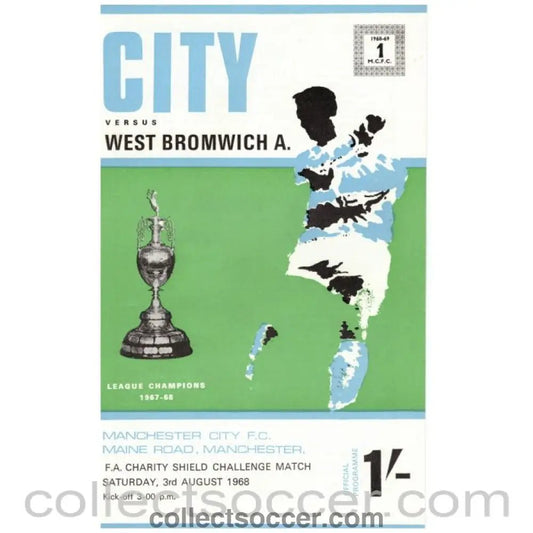 1968 Charity Shield Official Programme Manchester City v West Bromwich Albion - Collect Soccer