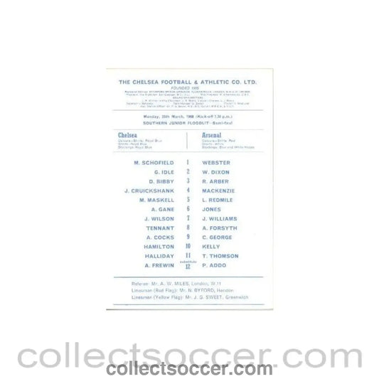 1968 - Chelsea v Arsenal official programme 25/03/1968