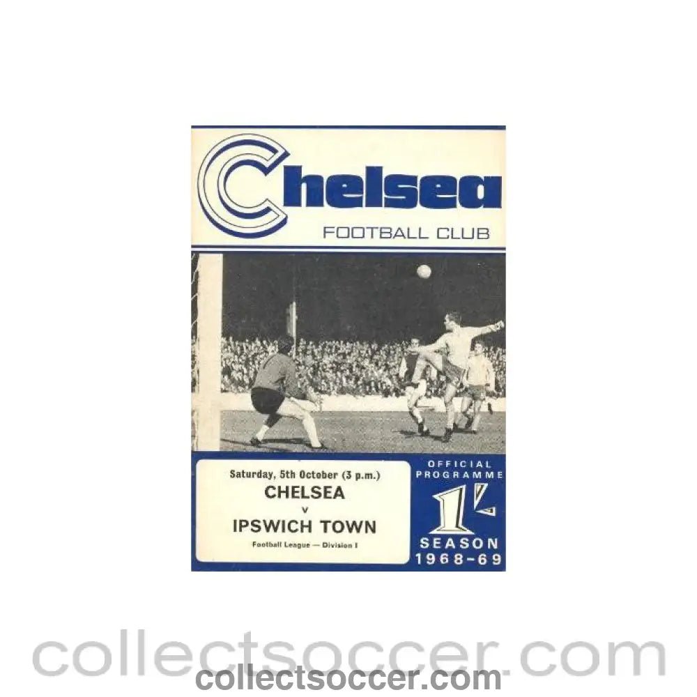 1968 - Chelsea v Ipswich Town official programme 05/10/1968 - Collect Soccer