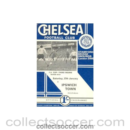1968 - Chelsea v Ipswich Town official programme 27/01/1968