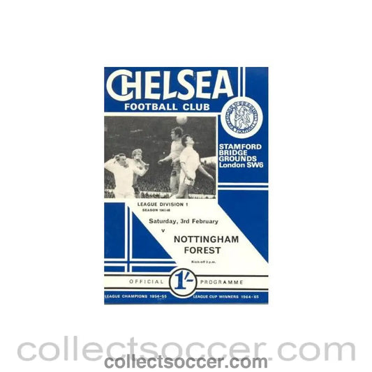1968 - Chelsea v Nottingham Forest official programme 03/02/1968