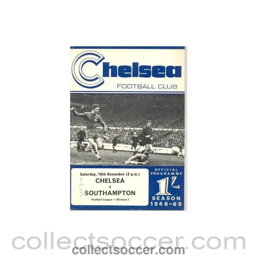 1968 - Chelsea v Southampton official programme 16/11/1968 - Collect Soccer