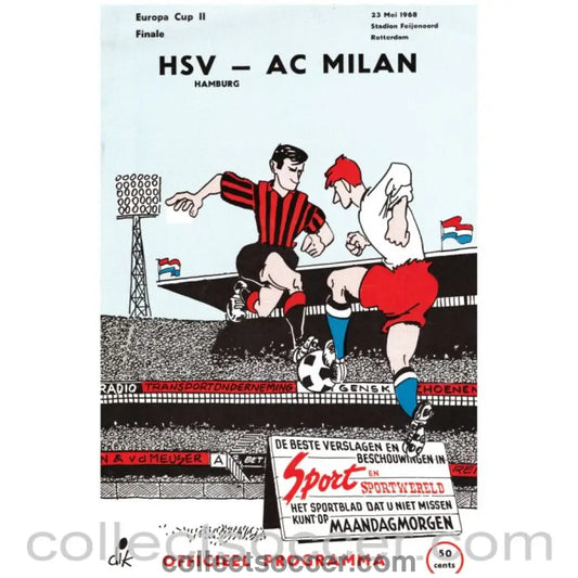 1968 Cup Winners Cup Final Offical Programme Hamburg v AC Milan - Collect Soccer
